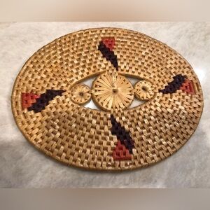 Vintage Woven trivet flat basket wall decor native